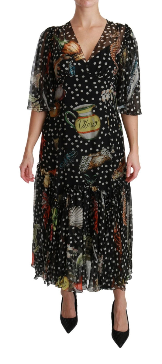 Dolce & Gabbana Elegant Silk Pleated A - Line Maxi Dress - Sandy Store ByNet