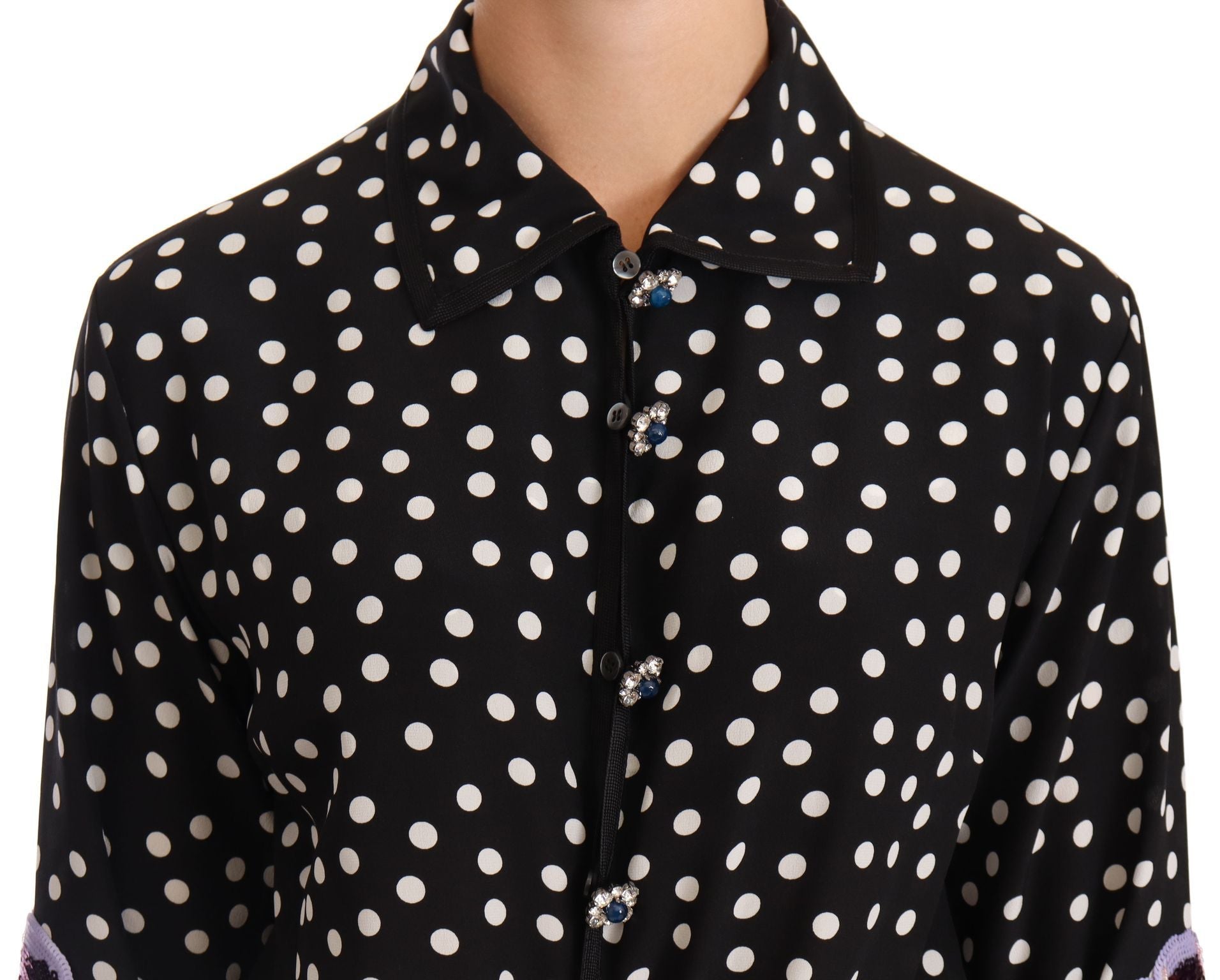 Dolce & Gabbana Elegant Silk Polka Dot Sequin Midi Dress - Sandy Store ByNet