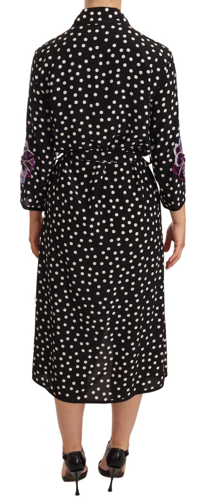 Dolce & Gabbana Elegant Silk Polka Dot Sequin Midi Dress - Sandy Store ByNet
