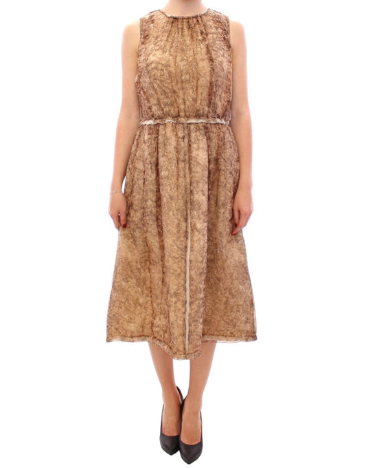 Dolce & Gabbana Elegant Silk Sleeveless Knee - Length Dress - Sandy Store ByNet