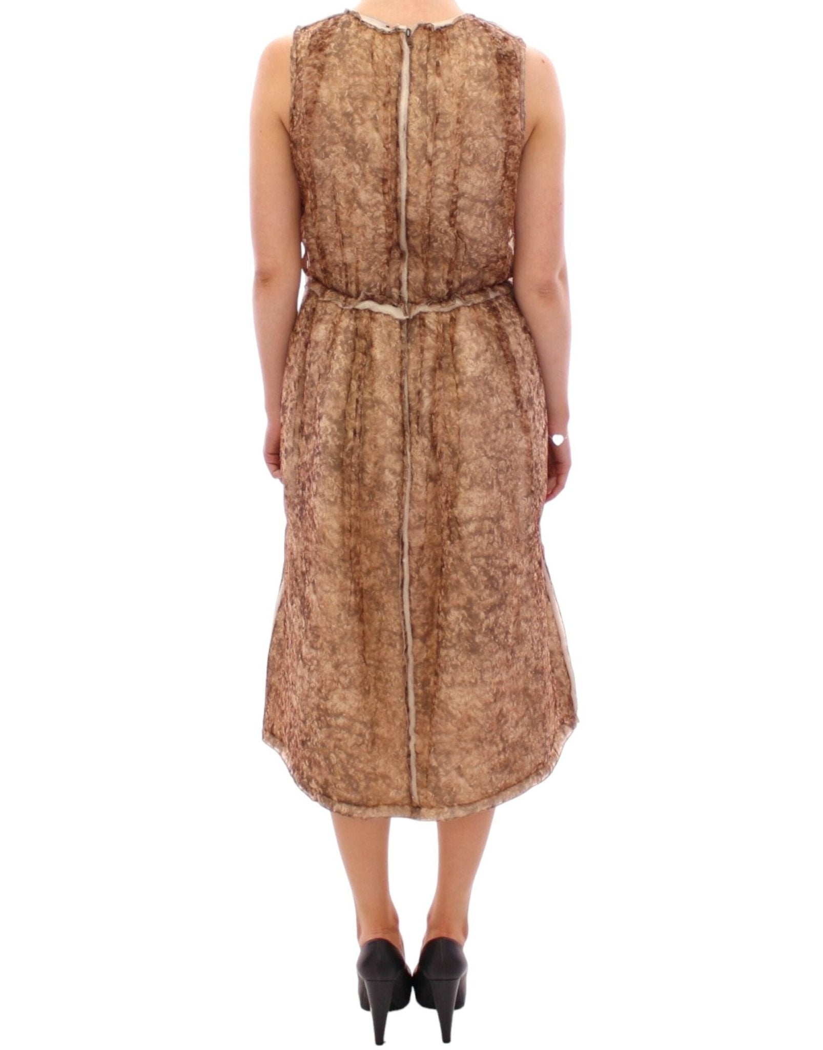 Dolce & Gabbana Elegant Silk Sleeveless Knee - Length Dress - Sandy Store ByNet