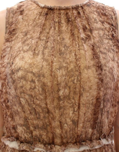 Dolce & Gabbana Elegant Silk Sleeveless Knee - Length Dress - Sandy Store ByNet