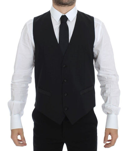 Dolce & Gabbana Elegant Silk - Wool Black Dress Vest - Sandy Store ByNet