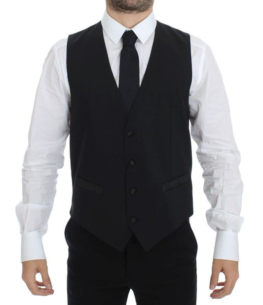 Dolce & Gabbana Elegant Silk - Wool Black Dress Vest - Sandy Store ByNet