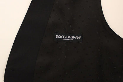Dolce & Gabbana Elegant Silk - Wool Black Dress Vest - Sandy Store ByNet