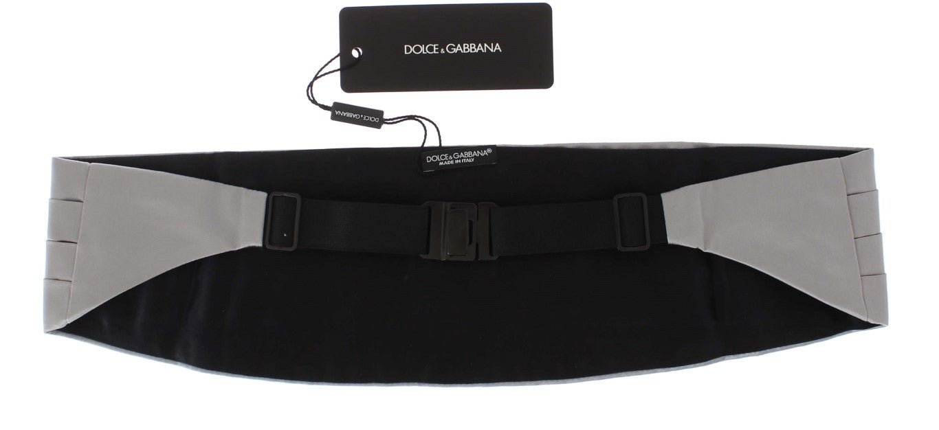 Dolce & Gabbana Elegant Silver Silk Cummerbund - Sandy Store ByNet