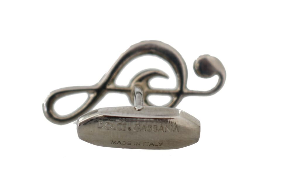 Dolce & Gabbana Elegant Silver Tremble Clef Cufflinks - Sandy Store ByNet