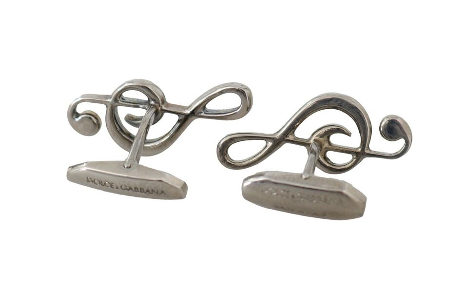 Dolce & Gabbana Elegant Silver Tremble Clef Cufflinks - Sandy Store ByNet