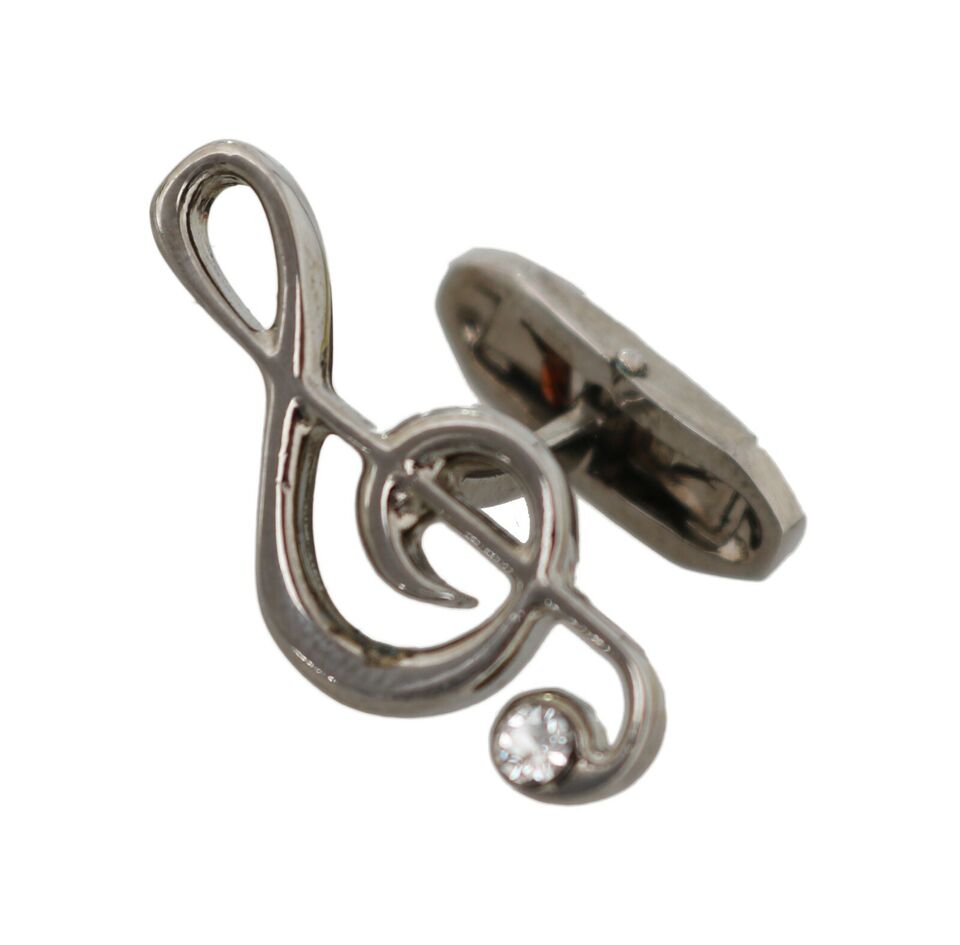 Dolce & Gabbana Elegant Silver Tremble Clef Cufflinks - Sandy Store ByNet