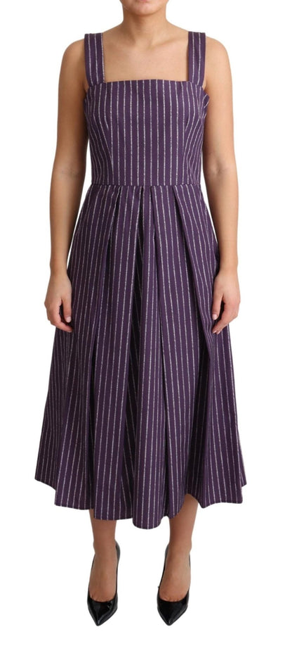 Dolce & Gabbana Elegant Sleeveless A - Line Purple Stripe Dress - Sandy Store ByNet