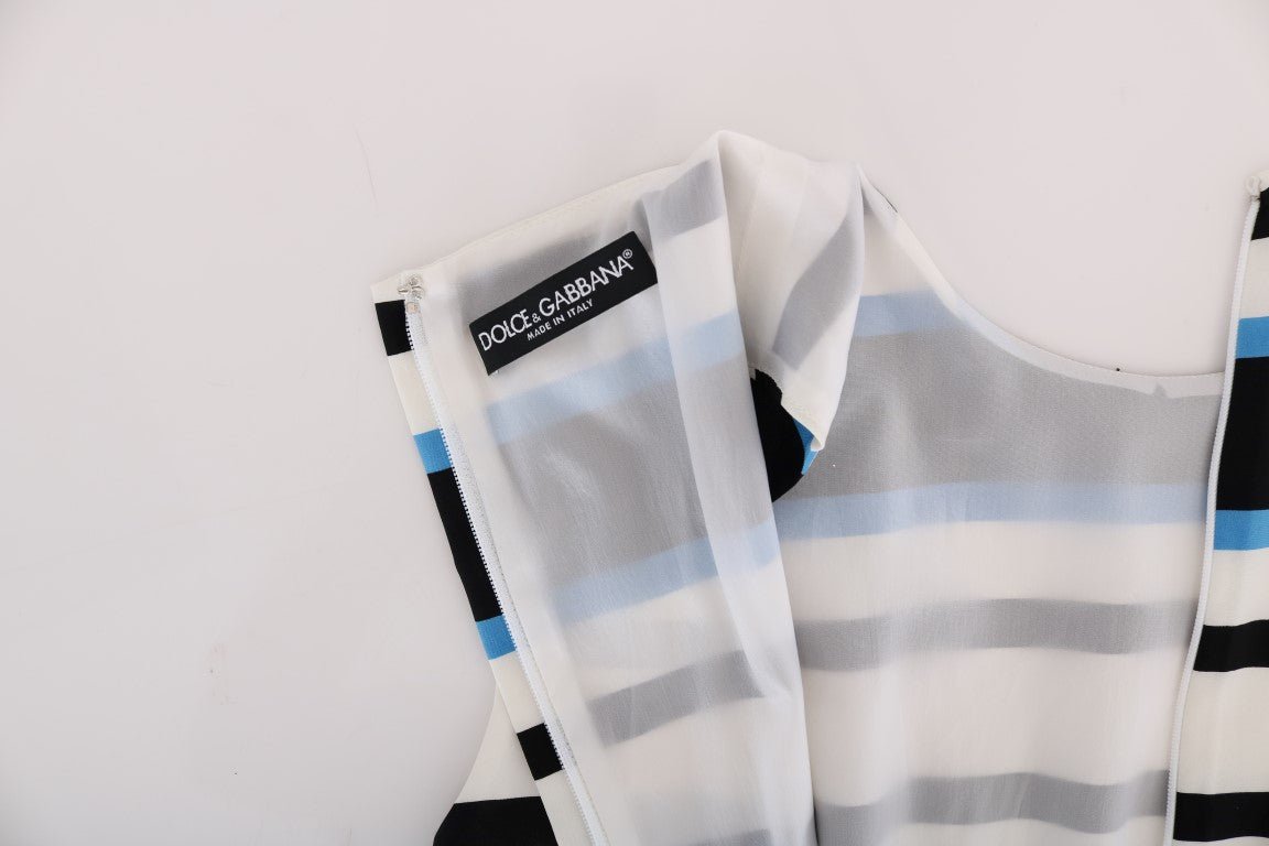 Dolce & Gabbana Elegant Sleeveless Striped Silk Shift Dress - Sandy Store ByNet