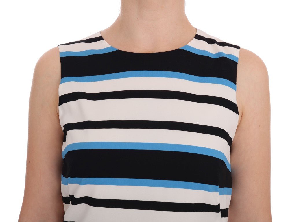 Dolce & Gabbana Elegant Sleeveless Striped Silk Shift Dress - Sandy Store ByNet