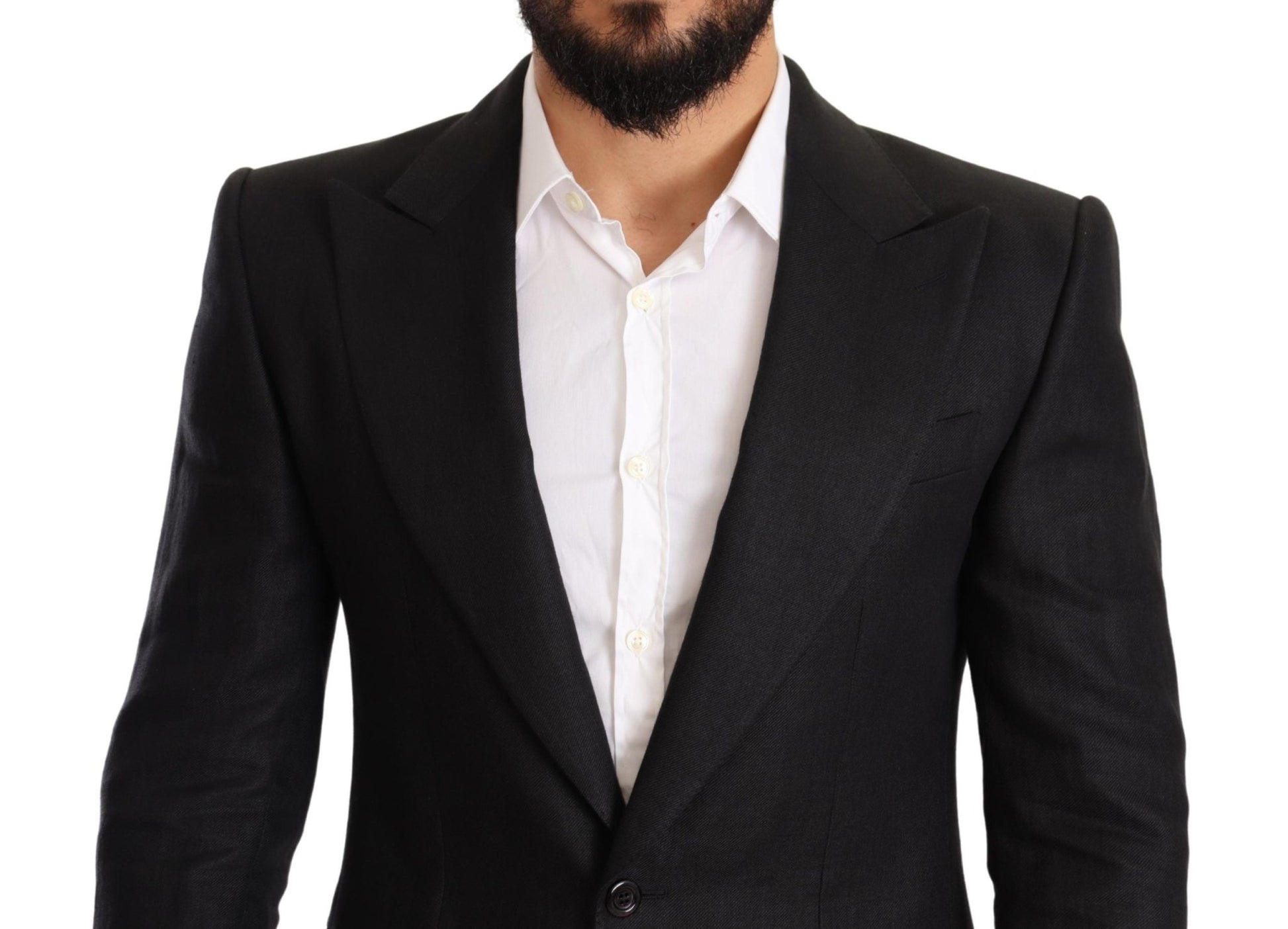 Dolce & Gabbana Elegant Slim Fit Black Linen Blazer - Sandy Store ByNet