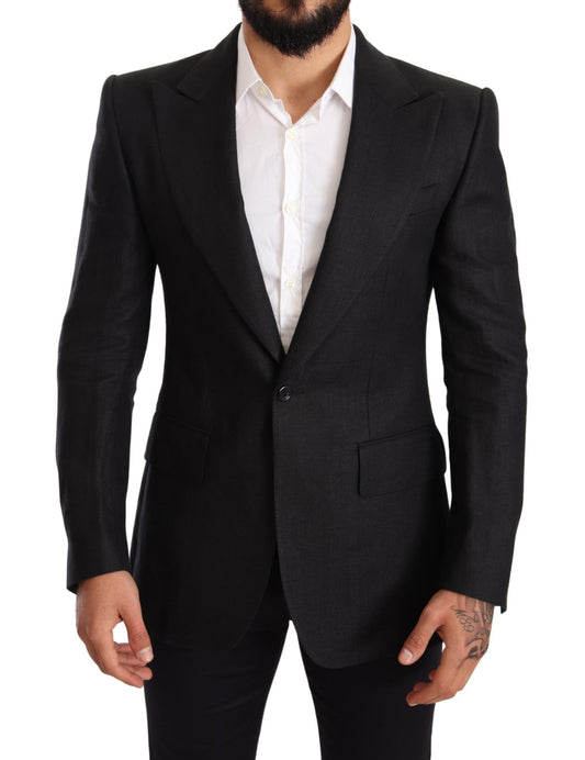Dolce & Gabbana Elegant Slim Fit Black Linen Blazer - Sandy Store ByNet