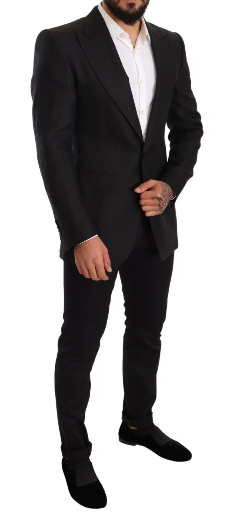 Dolce & Gabbana Elegant Slim Fit Black Linen Blazer - Sandy Store ByNet