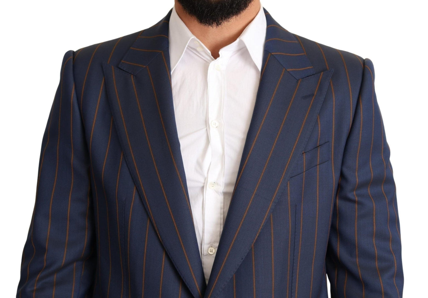 Dolce & Gabbana Elegant Slim Fit Blue Striped Wool Blazer - Sandy Store ByNet