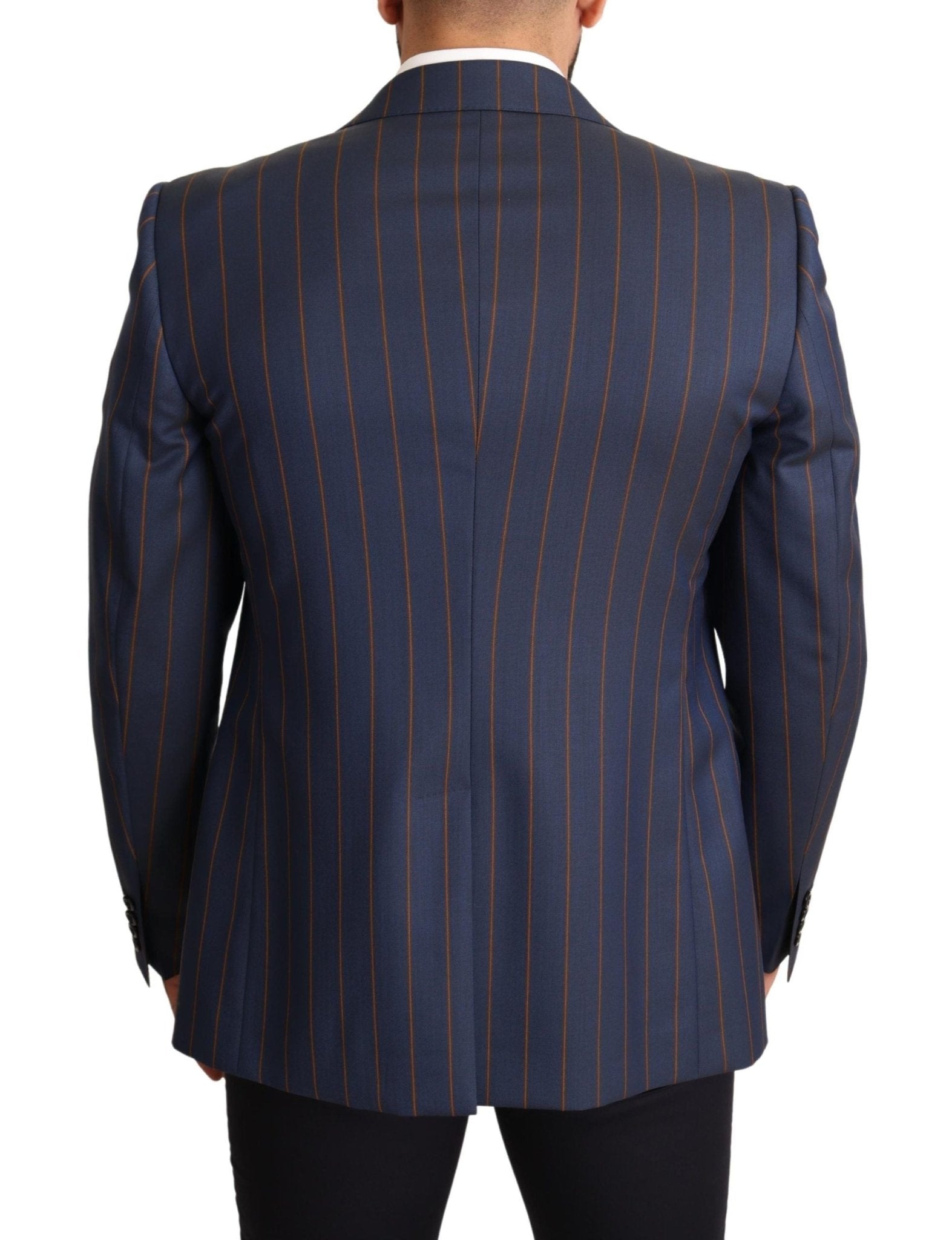Dolce & Gabbana Elegant Slim Fit Blue Striped Wool Blazer - Sandy Store ByNet