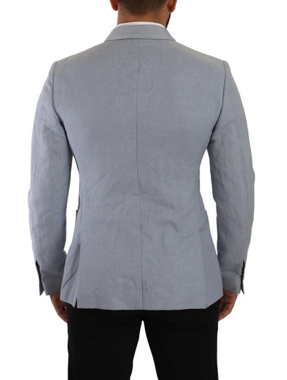 Dolce & Gabbana Elegant Slim Fit Light Blue Double Breasted Blazer - Sandy Store ByNet