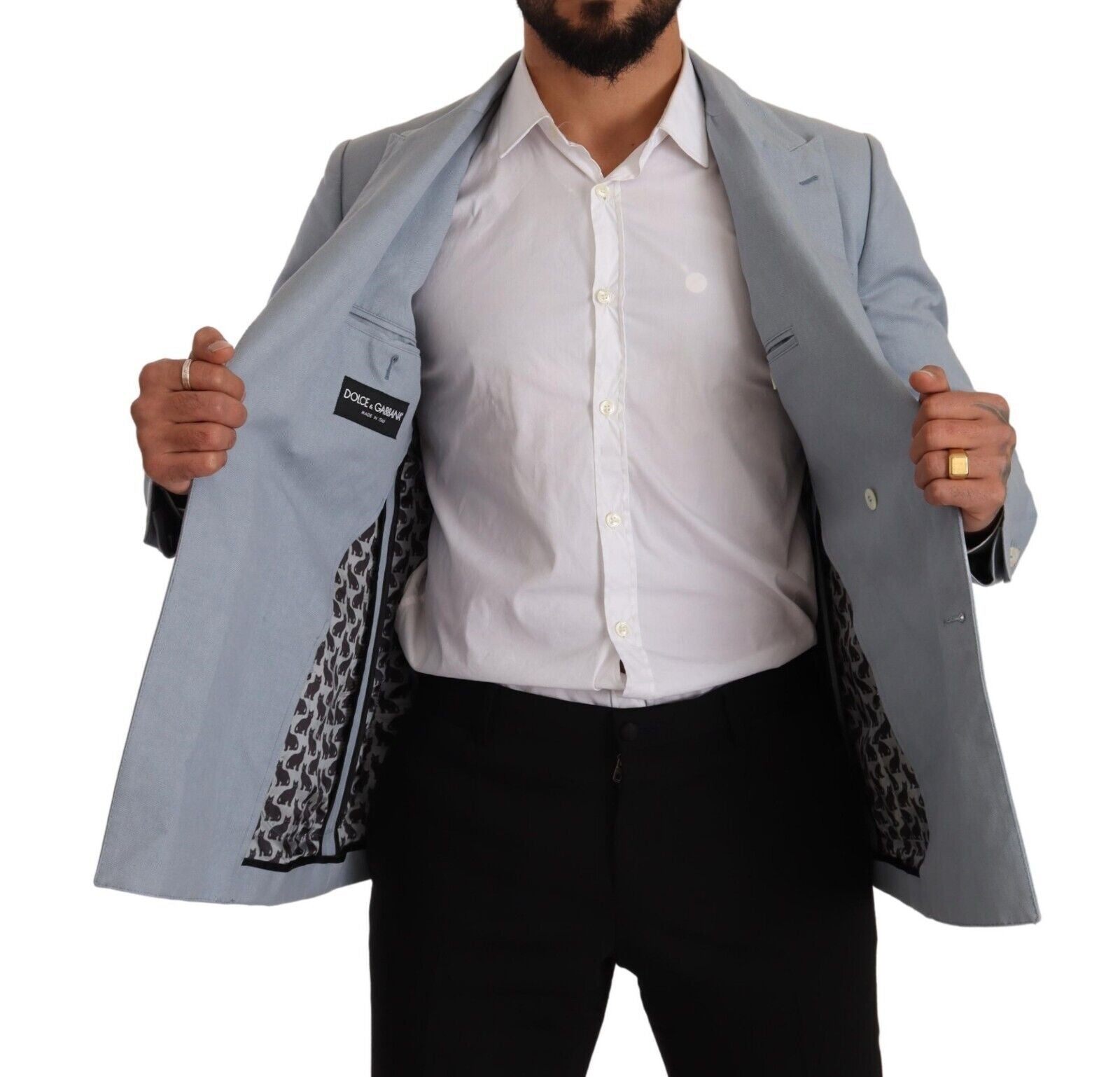 Dolce & Gabbana Elegant Slim Fit Light Blue Double Breasted Blazer - Sandy Store ByNet