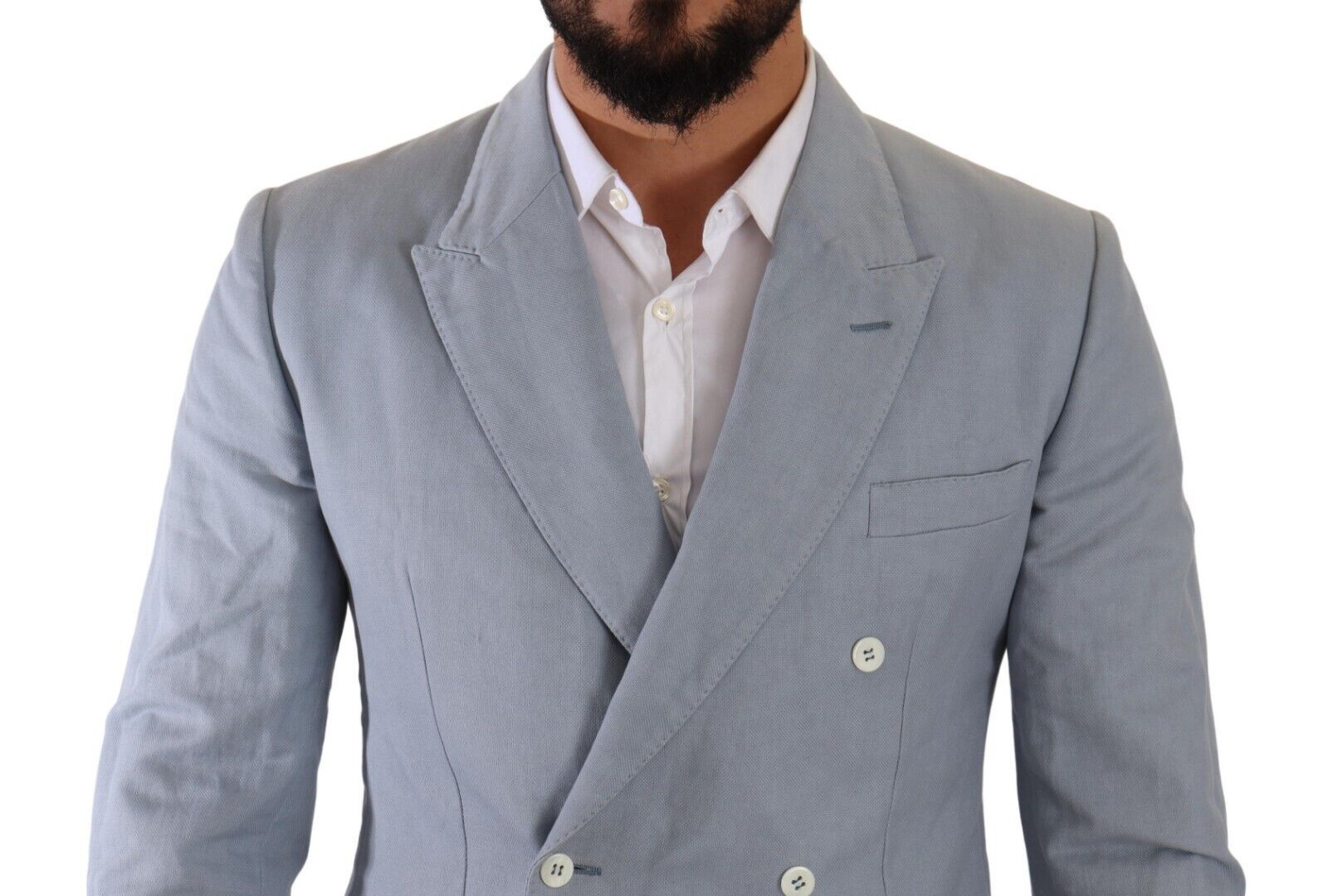 Dolce & Gabbana Elegant Slim Fit Light Blue Double Breasted Blazer - Sandy Store ByNet