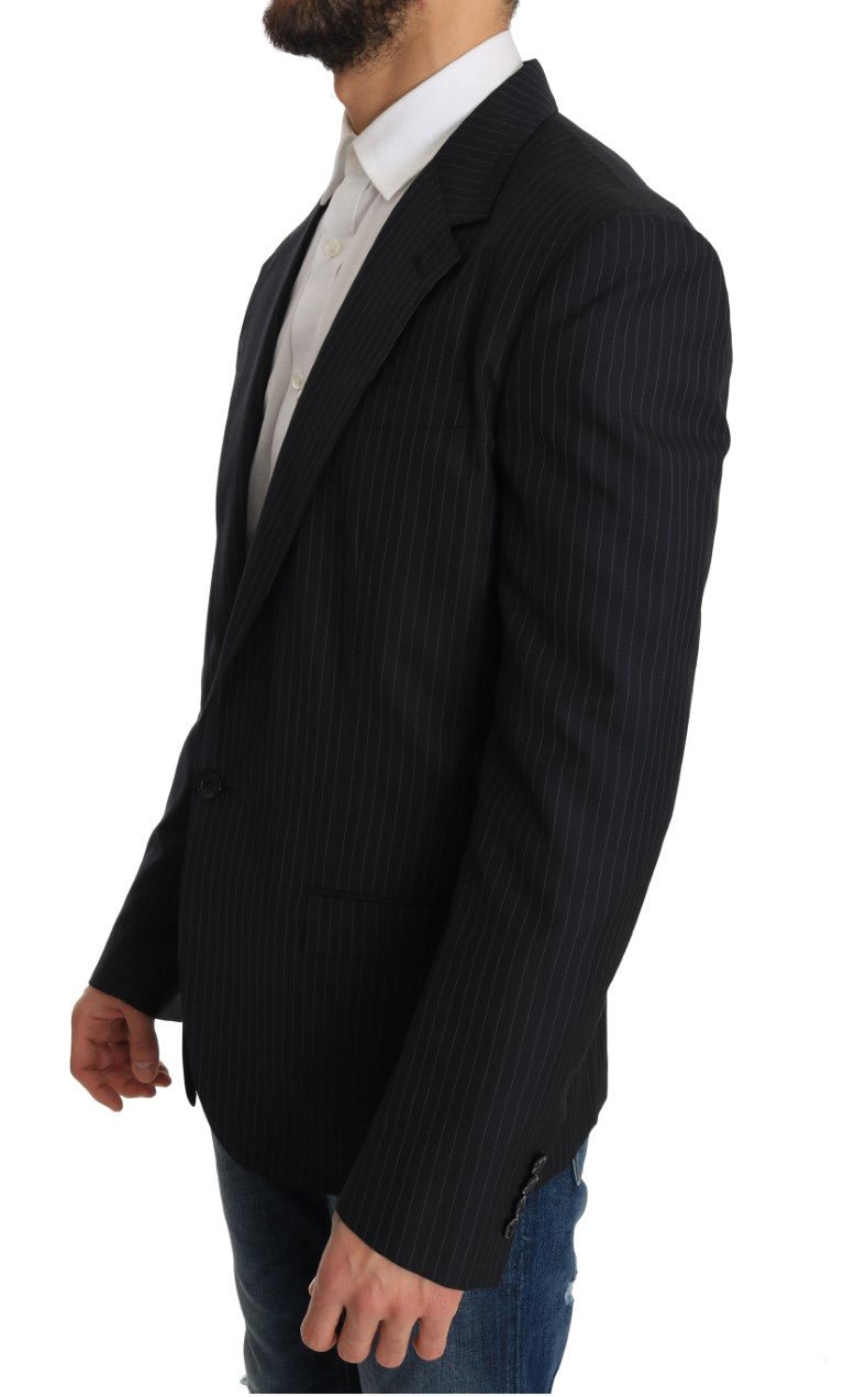 Dolce & Gabbana Elegant Slim Fit Striped Wool Silk Blazer - Sandy Store ByNet