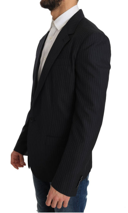 Dolce & Gabbana Elegant Slim Fit Striped Wool Silk Blazer - Sandy Store ByNet