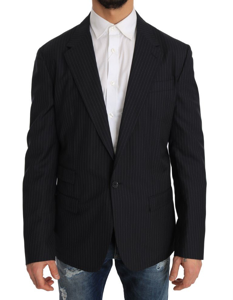 Dolce & Gabbana Elegant Slim Fit Striped Wool Silk Blazer - Sandy Store ByNet