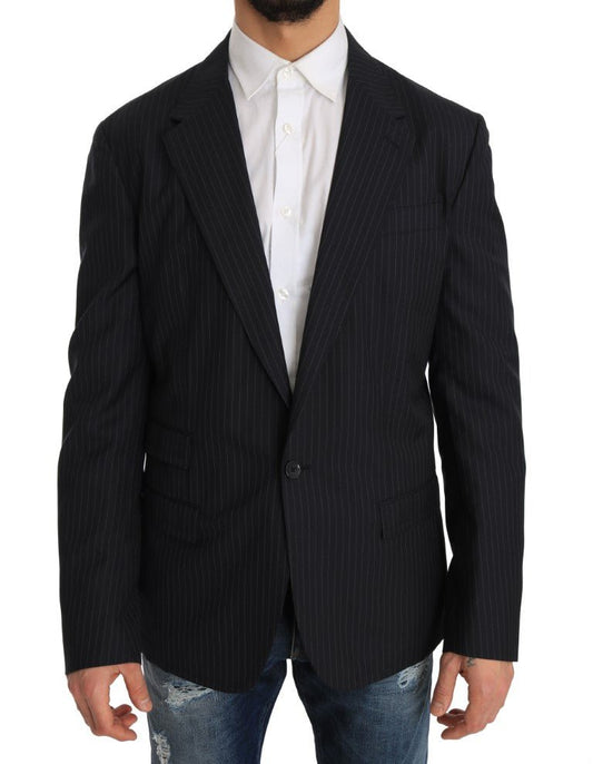 Dolce & Gabbana Elegant Slim Fit Striped Wool Silk Blazer - Sandy Store ByNet