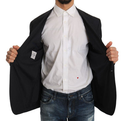 Dolce & Gabbana Elegant Slim Fit Striped Wool Silk Blazer - Sandy Store ByNet