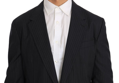 Dolce & Gabbana Elegant Slim Fit Striped Wool Silk Blazer - Sandy Store ByNet