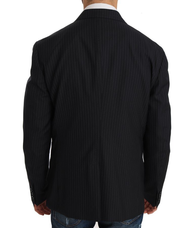 Dolce & Gabbana Elegant Slim Fit Striped Wool Silk Blazer - Sandy Store ByNet