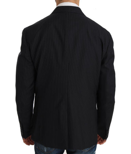 Dolce & Gabbana Elegant Slim Fit Striped Wool Silk Blazer - Sandy Store ByNet