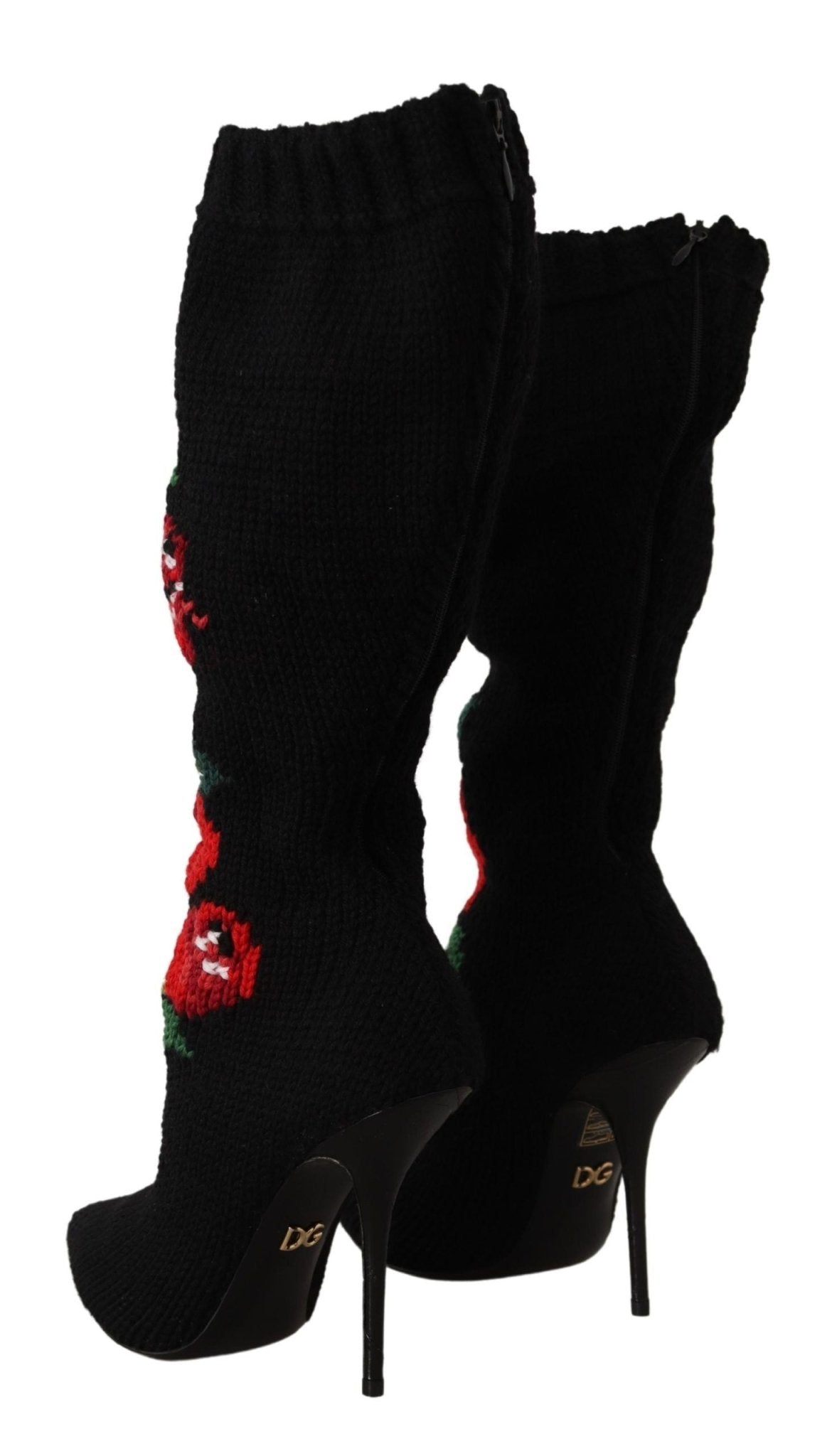 Dolce & Gabbana Elegant Sock Boots with Red Roses Detail - Sandy Store ByNet