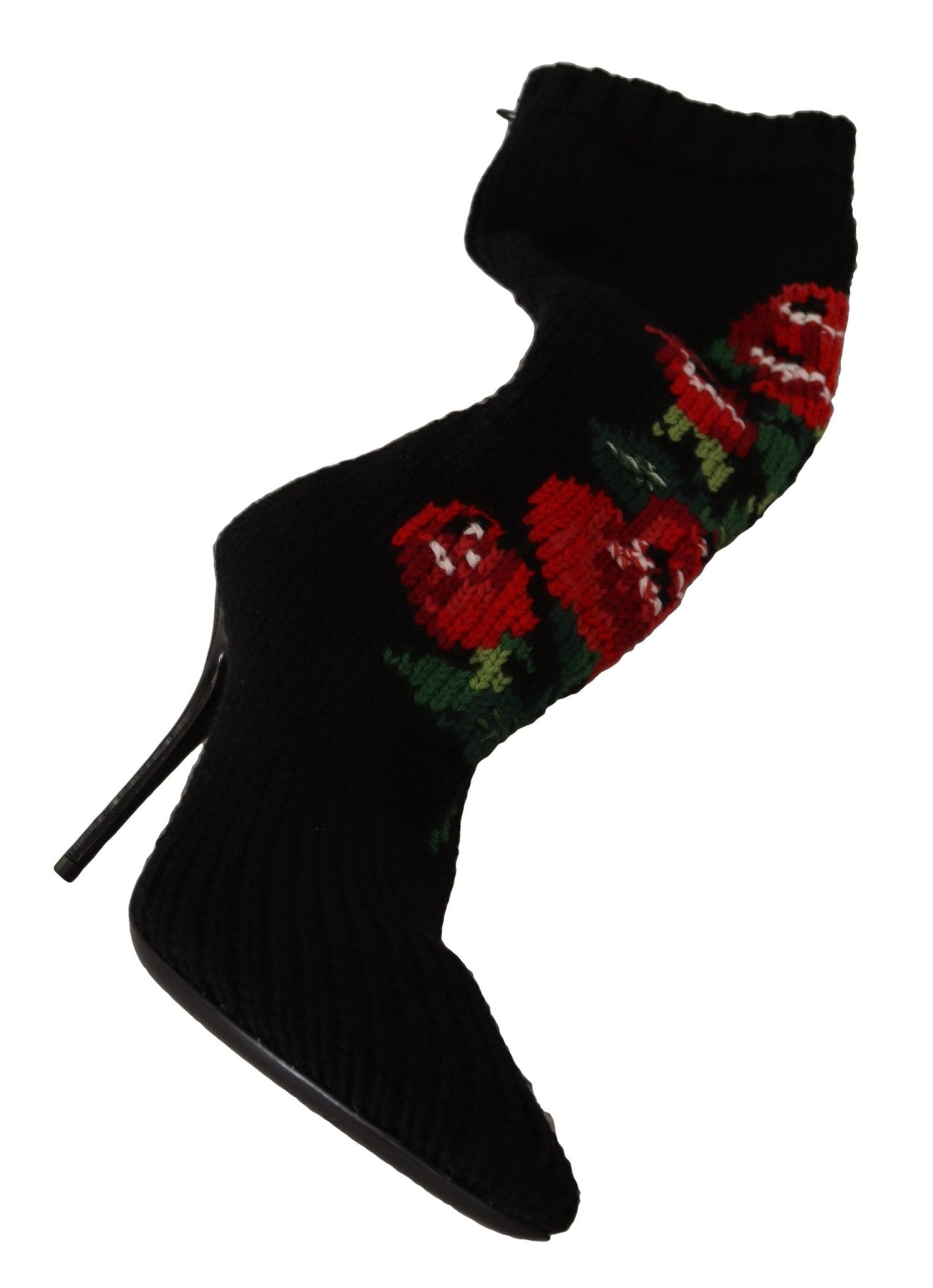 Dolce & Gabbana Elegant Sock Boots with Red Roses Detail - Sandy Store ByNet