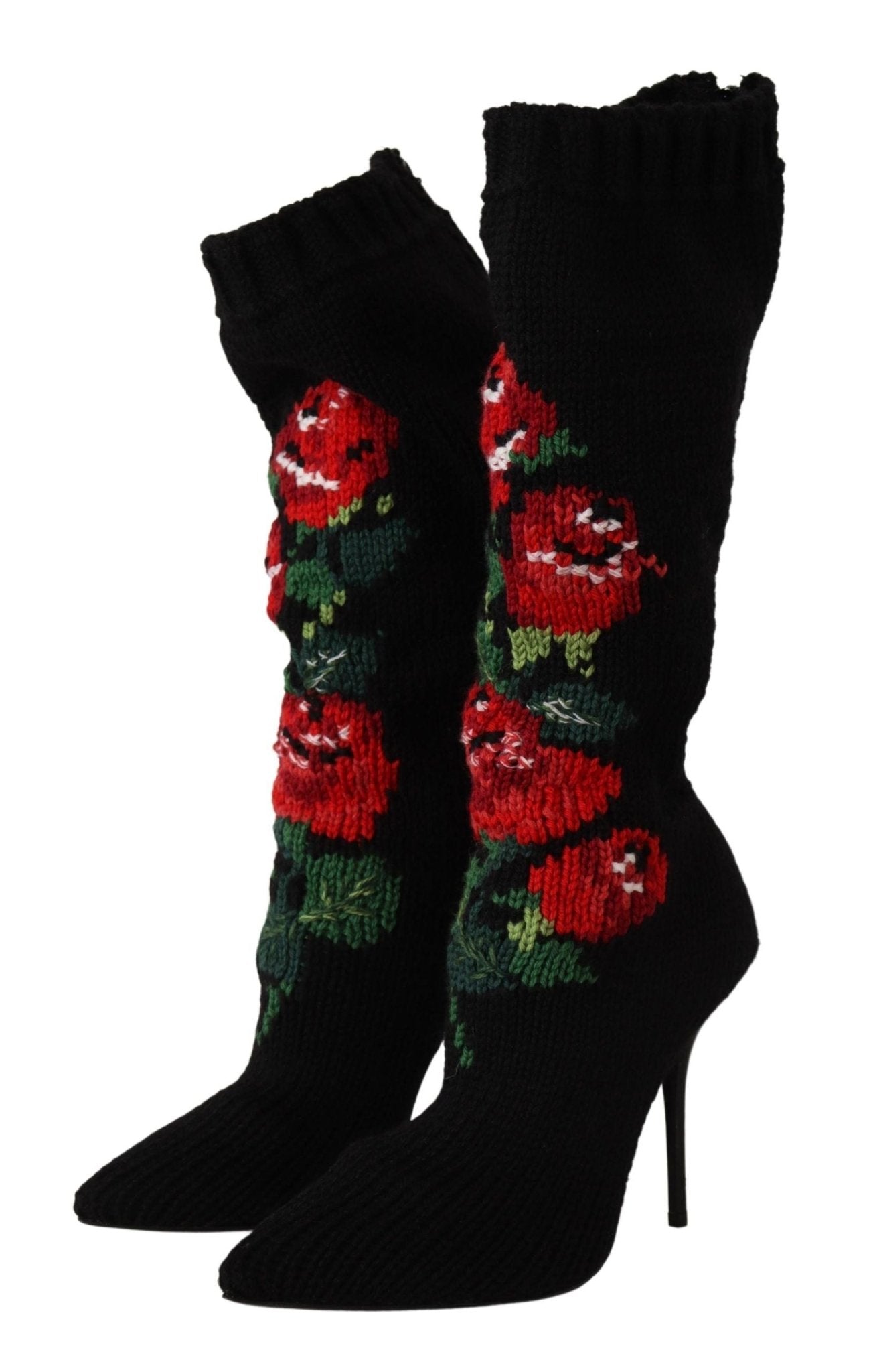 Dolce & Gabbana Elegant Sock Boots with Red Roses Detail - Sandy Store ByNet