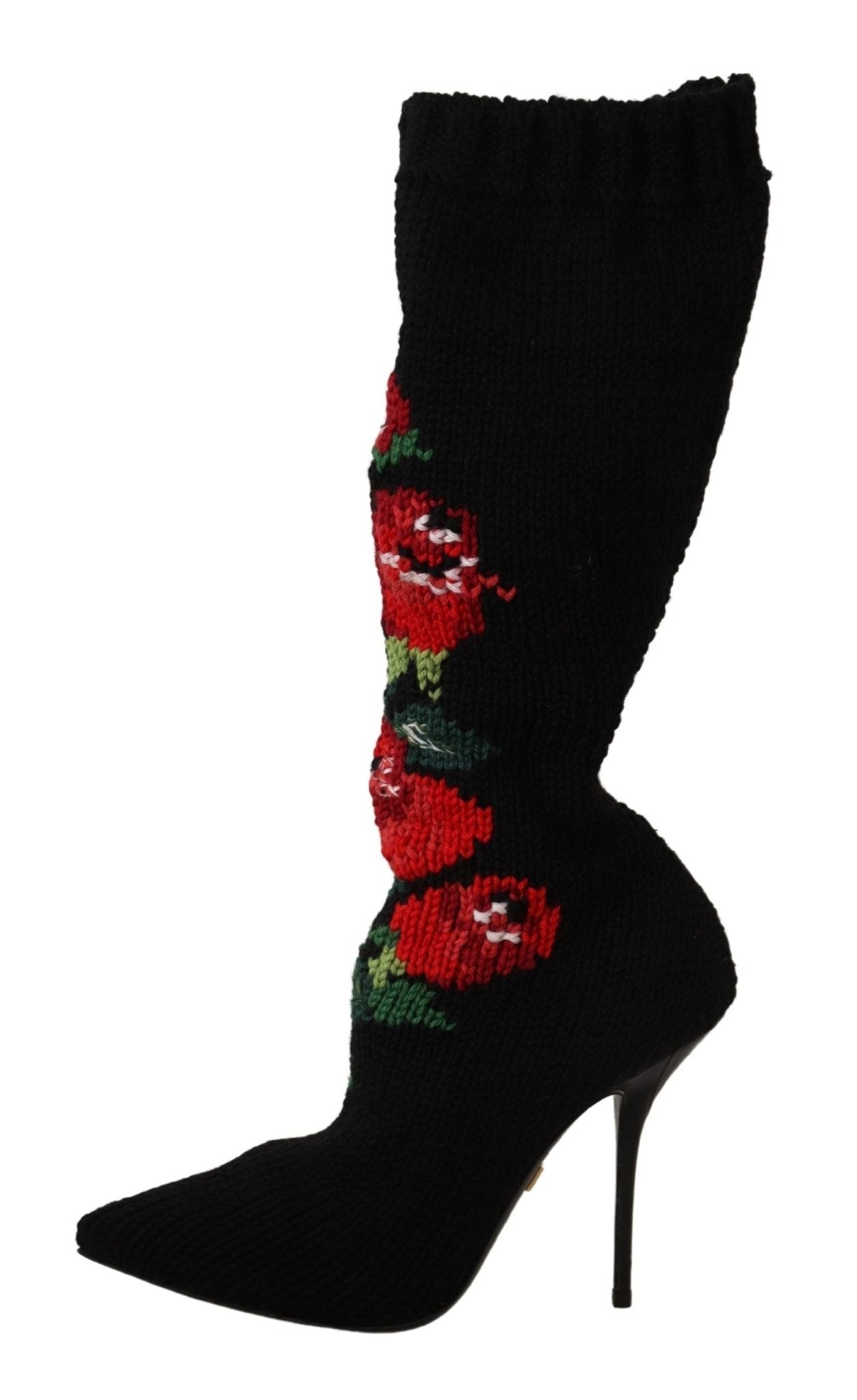 Dolce & Gabbana Elegant Sock Boots with Red Roses Detail - Sandy Store ByNet