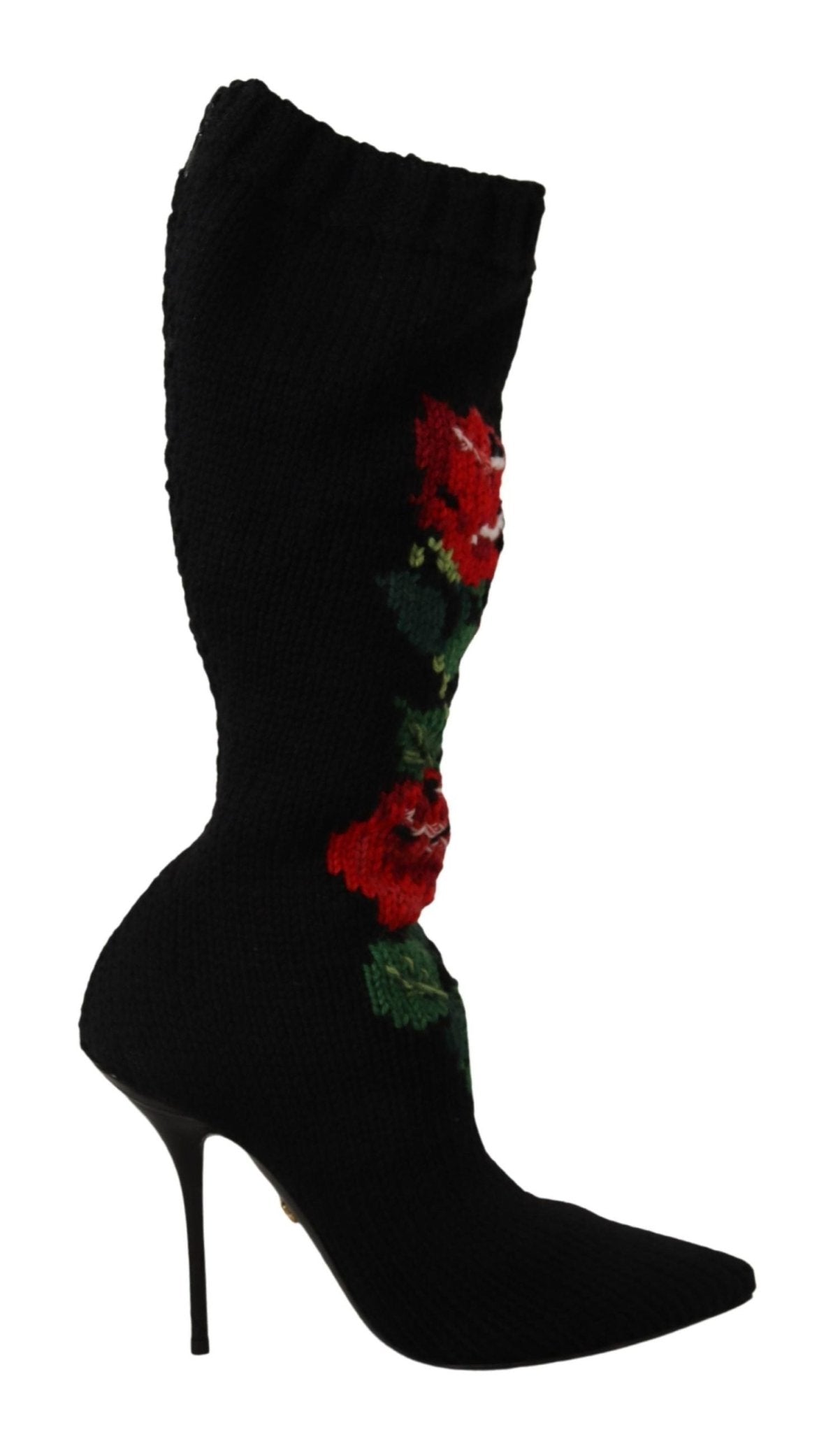 Dolce & Gabbana Elegant Sock Boots with Red Roses Detail - Sandy Store ByNet