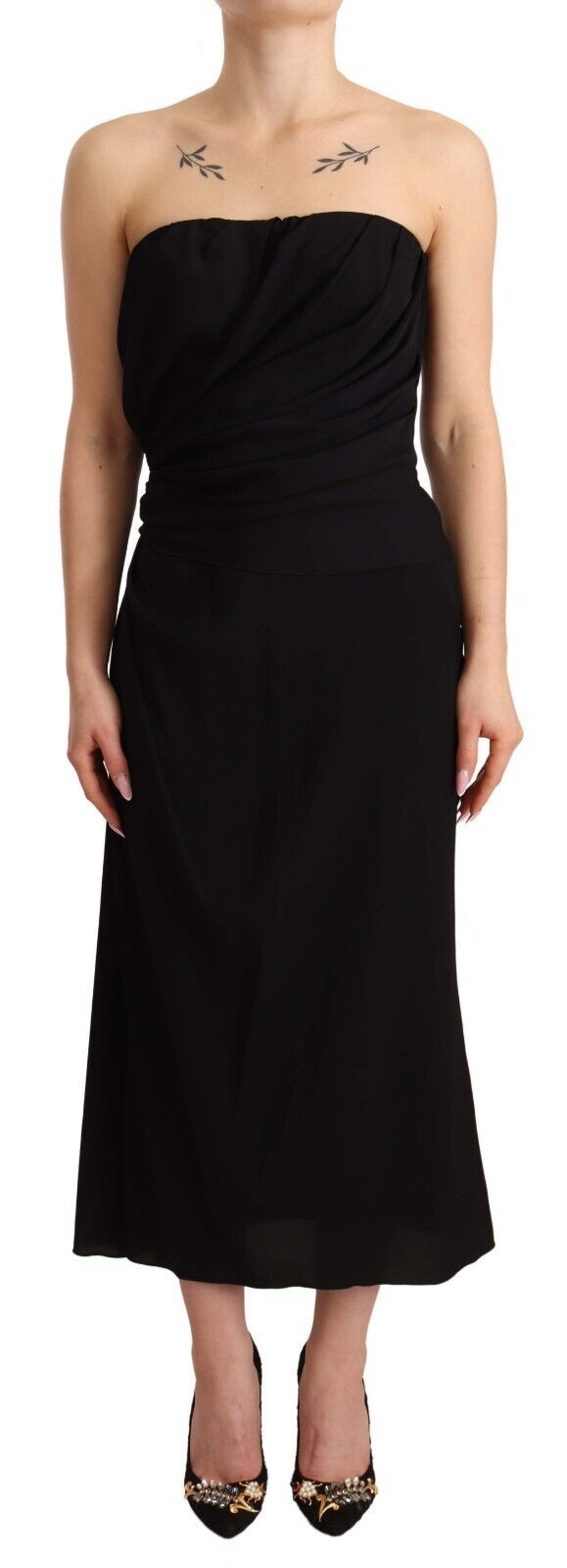 Dolce & Gabbana Elegant Strapless Silk Midi Dress - Sandy Store ByNet