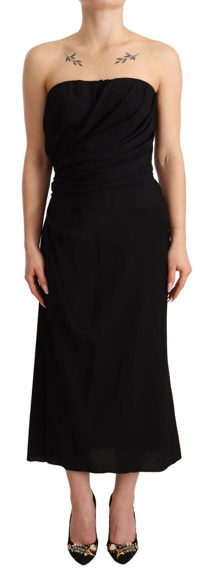 Dolce & Gabbana Elegant Strapless Silk Midi Dress - Sandy Store ByNet
