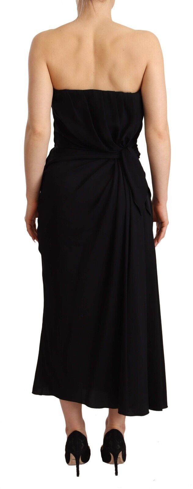 Dolce & Gabbana Elegant Strapless Silk Midi Dress - Sandy Store ByNet