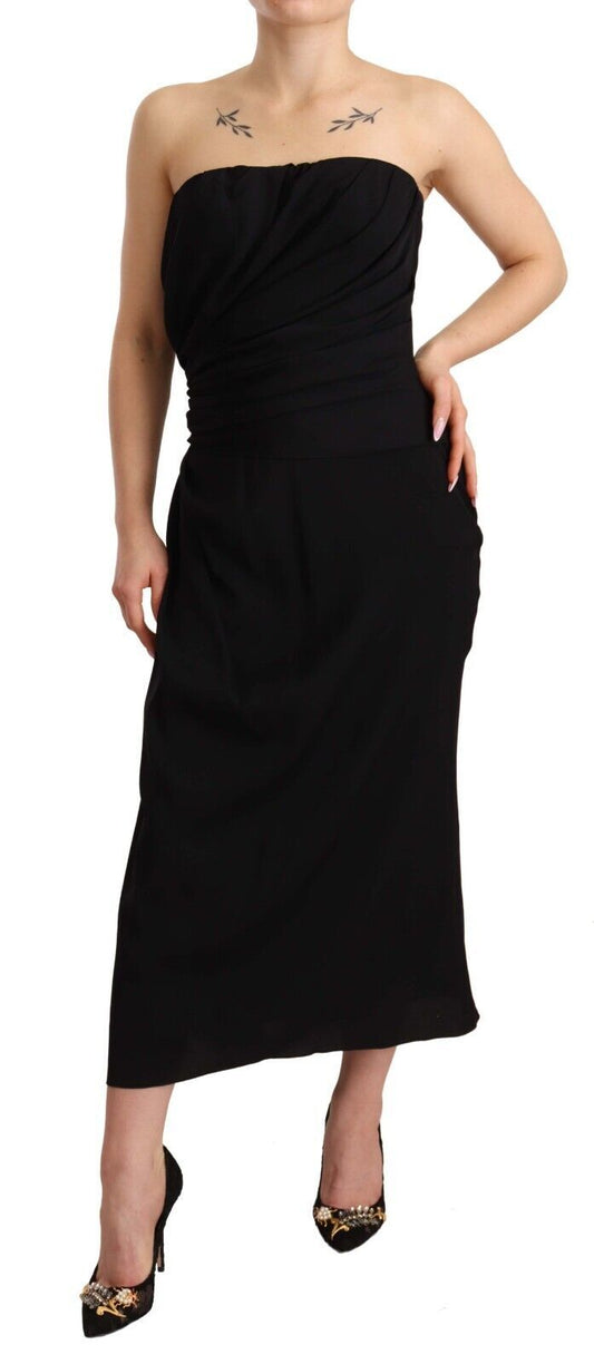 Dolce & Gabbana Elegant Strapless Silk Midi Dress - Sandy Store ByNet