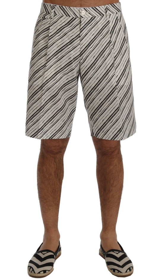 Dolce & Gabbana Elegant Striped Cotton - Linen Shorts - Sandy Store ByNet