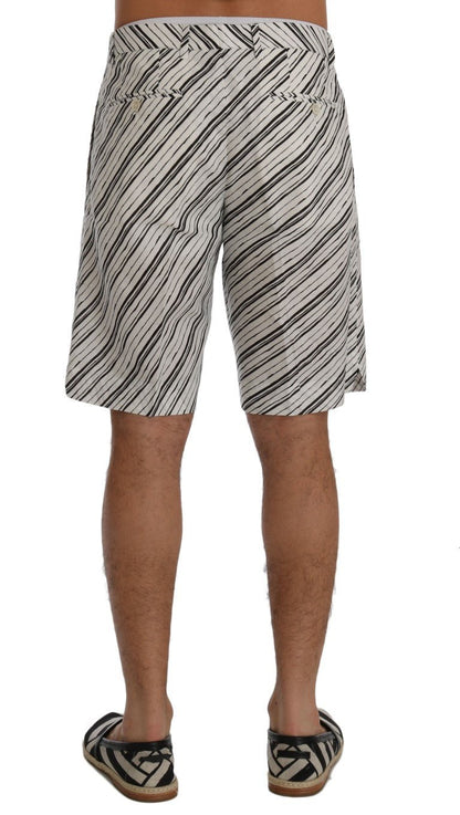 Dolce & Gabbana Elegant Striped Cotton - Linen Shorts - Sandy Store ByNet