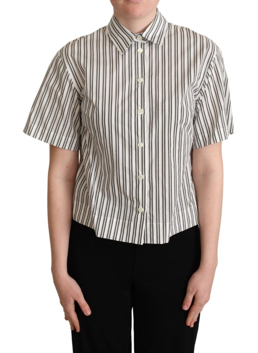 Dolce & Gabbana Elegant Striped Cotton Polo Top - Sandy Store ByNet