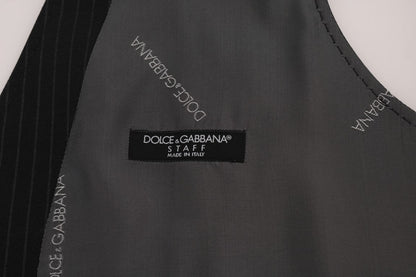Dolce & Gabbana Elegant Striped Gray Waistcoat Vest - Sandy Store ByNet