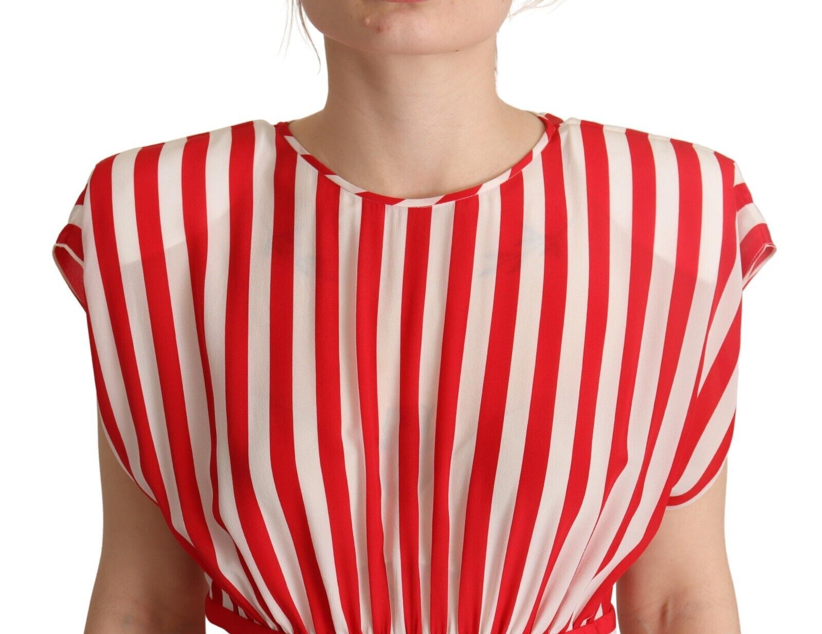 Dolce & Gabbana Elegant Striped Silk A - Line Mini Dress - Sandy Store ByNet