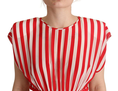 Dolce & Gabbana Elegant Striped Silk A - Line Mini Dress - Sandy Store ByNet