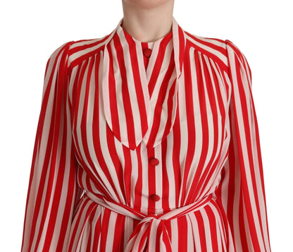 Dolce & Gabbana Elegant Striped Silk Maxi Dress - Sandy Store ByNet