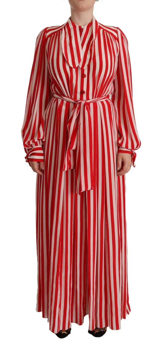Dolce & Gabbana Elegant Striped Silk Maxi Dress - Sandy Store ByNet