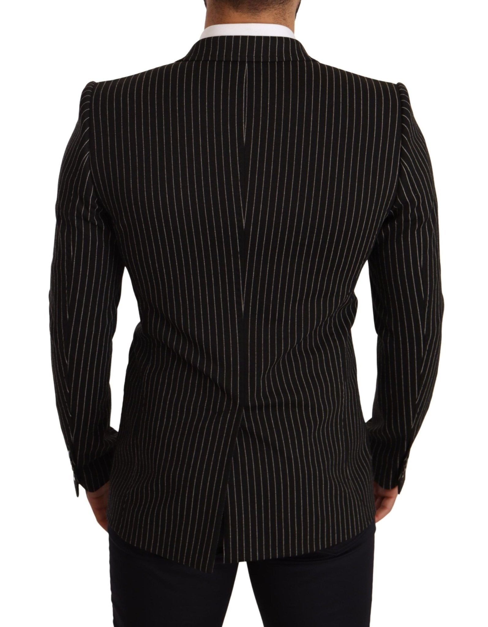 Dolce & Gabbana Elegant Striped Wool Blazer with Silk Lining - Sandy Store ByNet